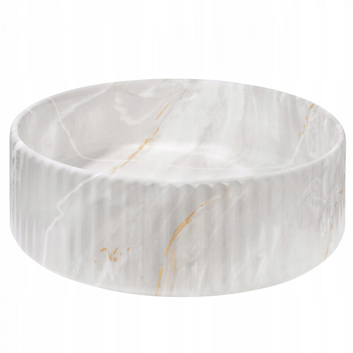 INVENA UMYWALKA NABLATOWA GLAMOUR TREND 36CM OKR RYFL EFEKT MARM SZARY/BEŻ