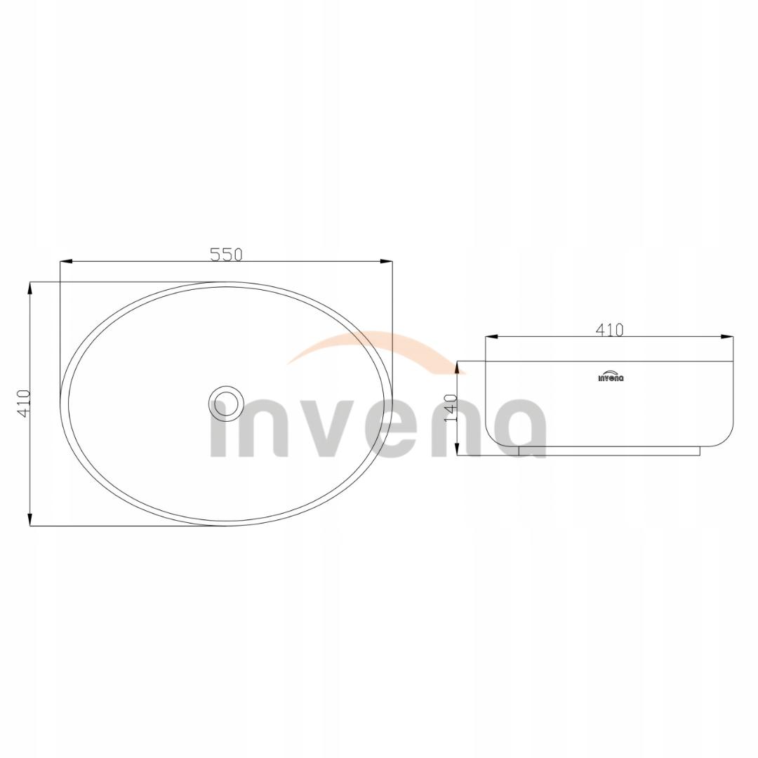 INVENA UMYWALKA NABLATOWA ASTRI INVENA TREND 55 CM, OWALNA