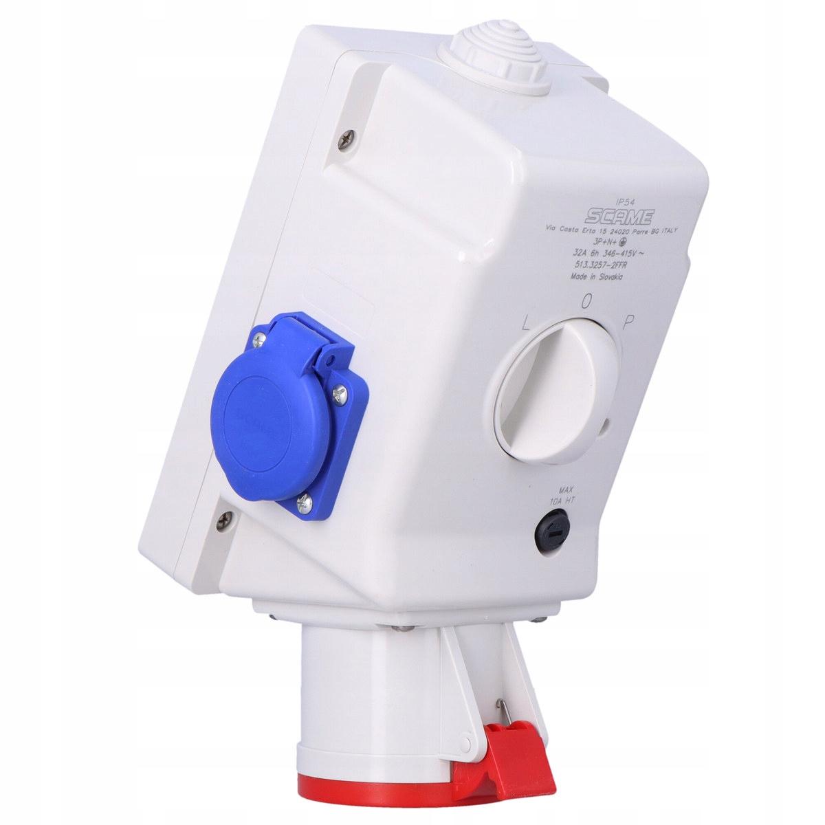Gniazdo natynkowe OPTIMA-COMBI 3P+N+E 32A + 2x230V z przełącznikiem L-0-P