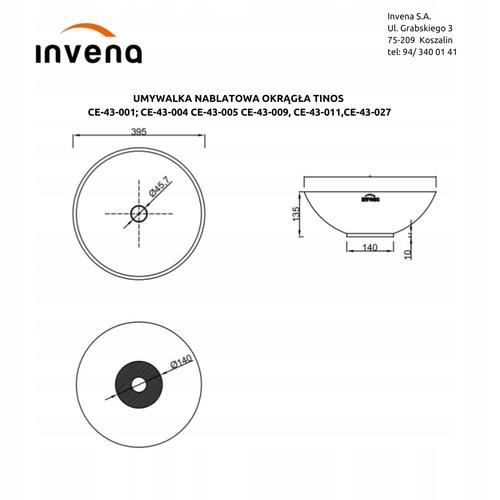 INVENA UMYWALKA NABLATOWA TINOS INVENA TREND, 39,5 CM, ZŁOTA POLYSK