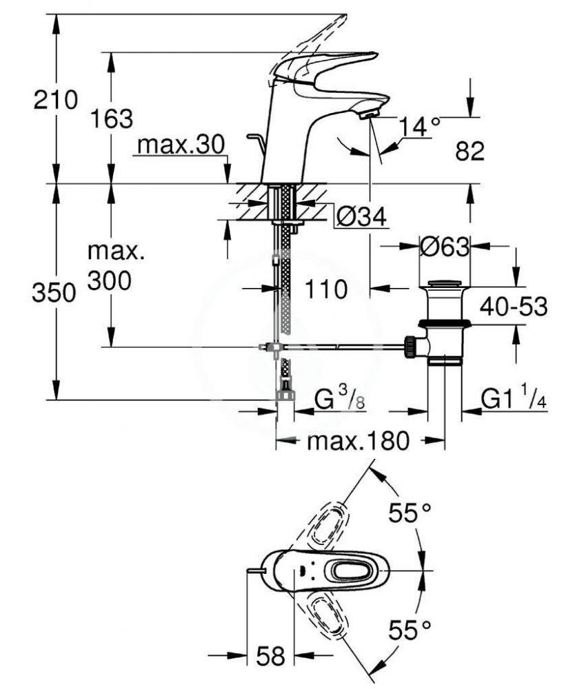 Bateria umywalkowa stojąca GROHE Lineare 1-uchwyt. 1-otw. mosiądz chrom