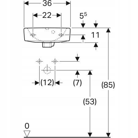 Umywalka kompaktowa Selnova B36 cm, H15 cm, T29 cm, z przelewem, z otworem
