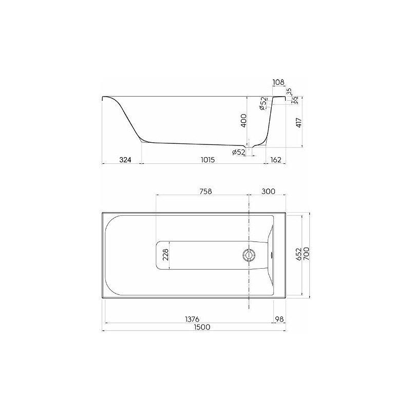 KOŁO Wanna akrylowa prostokątna GEBERIT Rekord 1500 700 mm biała