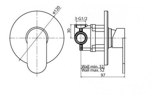 VALVEX Bateria prysznicowa Tube podtynkowa chrom