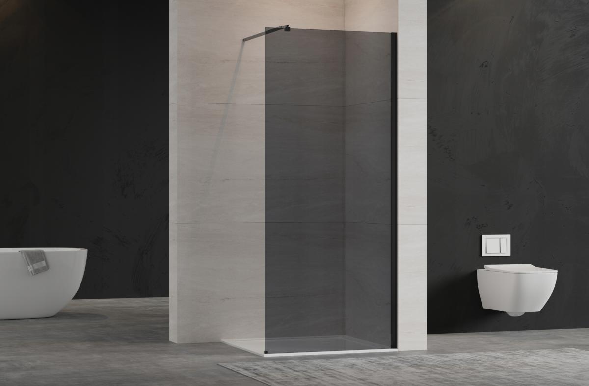 INVENA KABINA WALK-IN II TREND 110X200CM GRAFIT 8MM SHINY-GLASS CZARNY