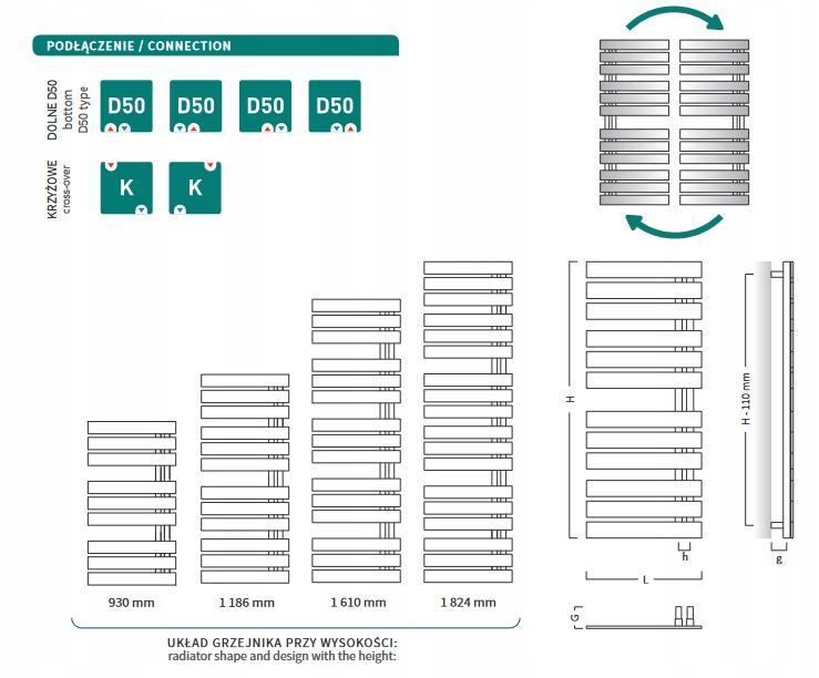 Grzejnik INSTALPROJEKT NAMELESS 1186x500 łazienkowy Czarny mat c31 dolny 48h