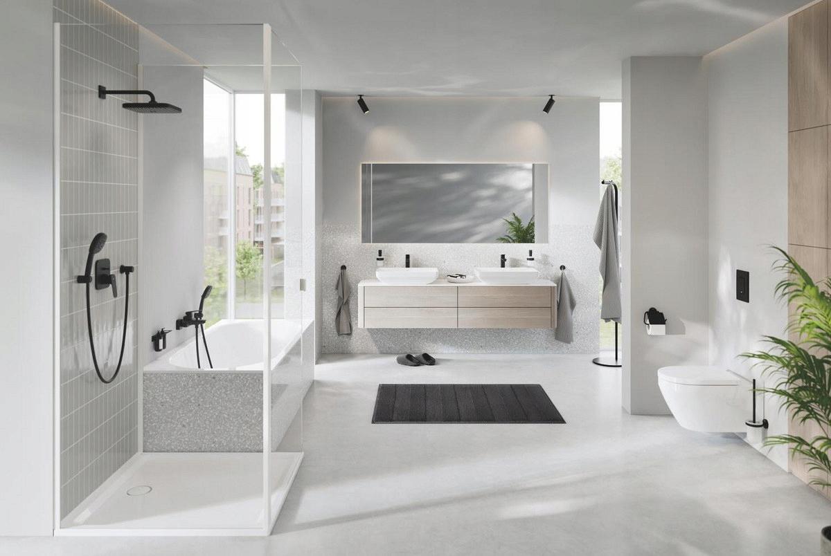 GROHE Bateria wannowa jednouchwytowa naścienna GROHE Cubeo matte black