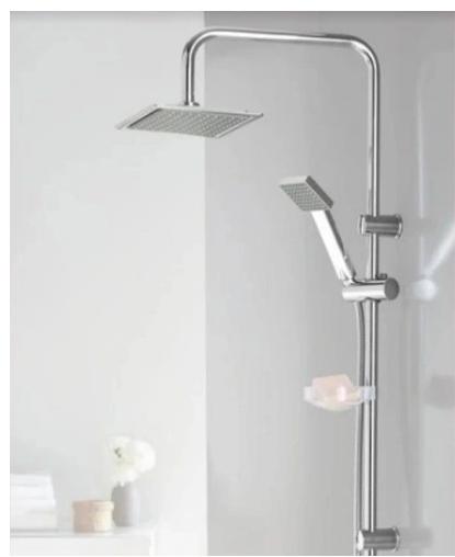 INVENA DESZCZOWNIA Z BATERIĄ WANNOWĄ DOKOS CZARNA