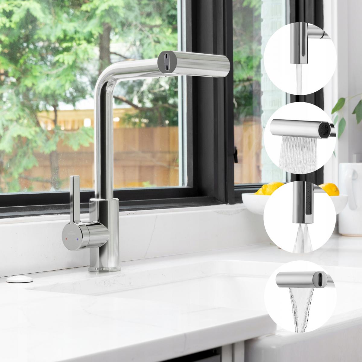 INVENA BATERIA ZLEWOZMYWAKOWA NELIA 4-FUNKCYJNA INVENA TREND, CHROM