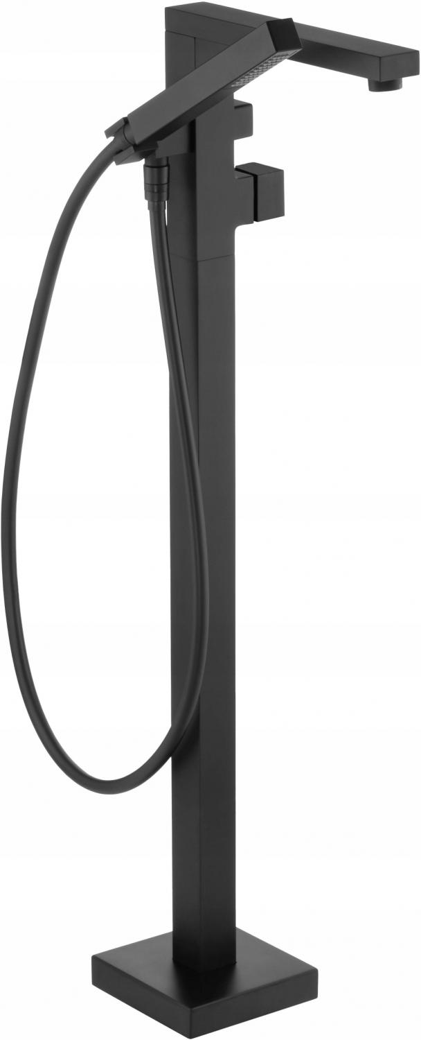 DEANTE Bateria wannowa Blur, nero, wolnostojąca z zestawem natryskowym