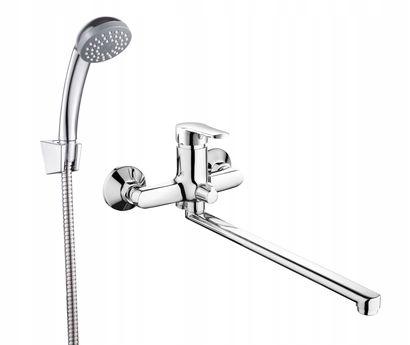 INVENA BATERIA WANNOWA VERSO Z DŁUGĄ WYLEWKĄ I ZESTAWEM NATRYSKOWYM