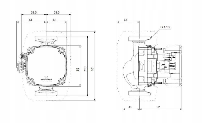 Pompa obiegowa 1 x 220-240 V, 9H GRUNDFOS ALPHA2 GO 25-60 180 z Bluetoot