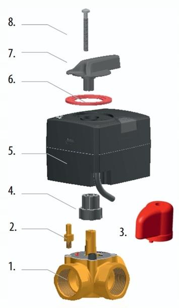 Zawór mieszający MIX M 4-32 kv 18 z siłownikiem SL 10-230 / 120s / ONNLINE