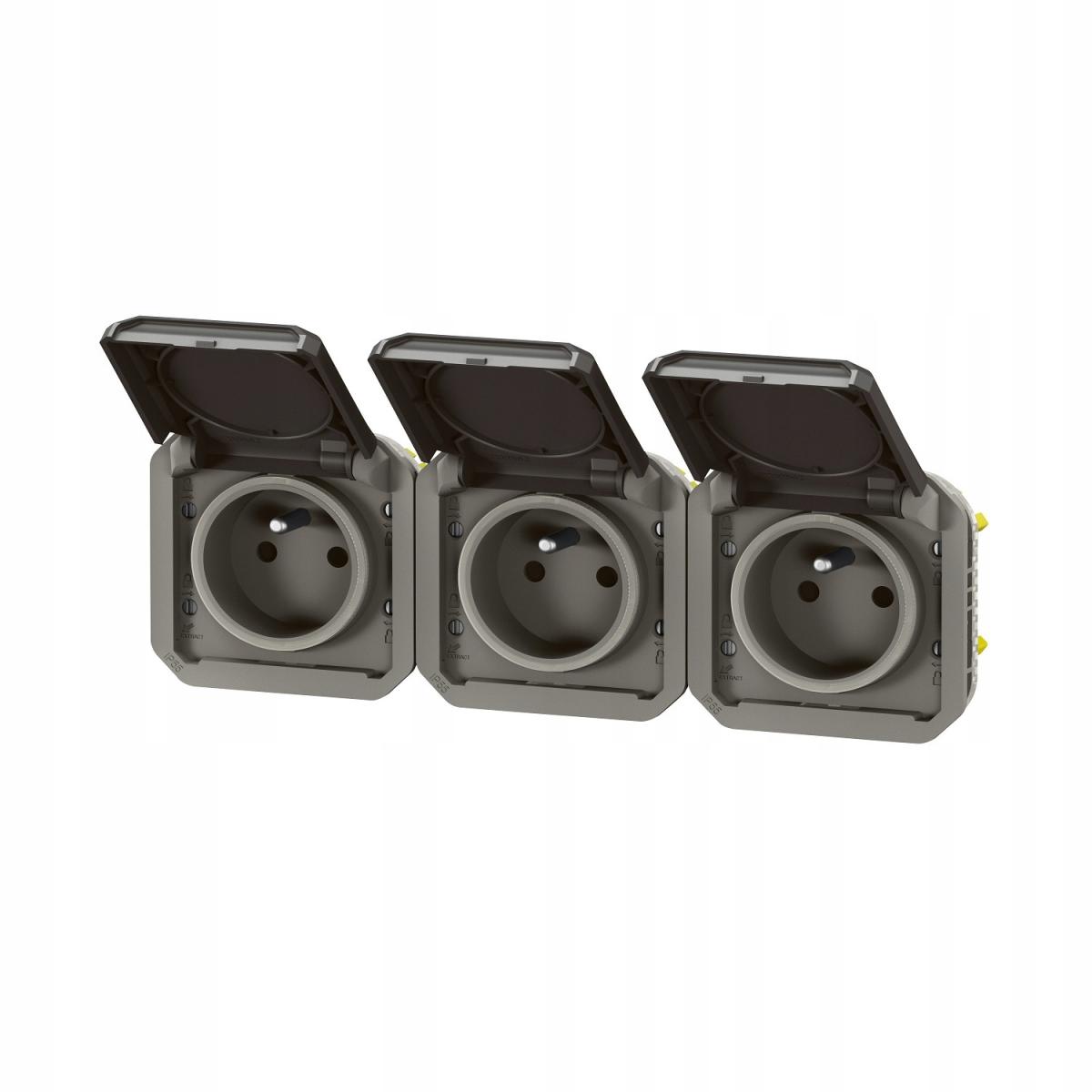 Gniazdo potrójne z uziemieniem 3x2P+Z, poziome, mechanizm 16 A - 250 V~- an