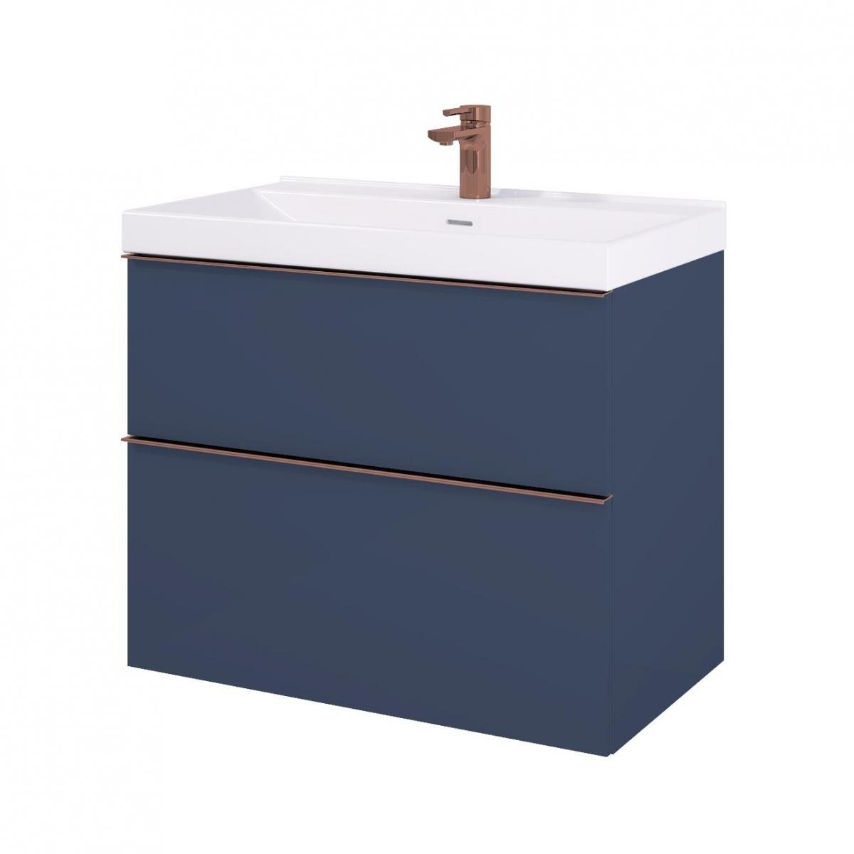 Szafka 800 x 449 x 635 mm navy blue matt z 2 szufladami ROCA Look 80 2S