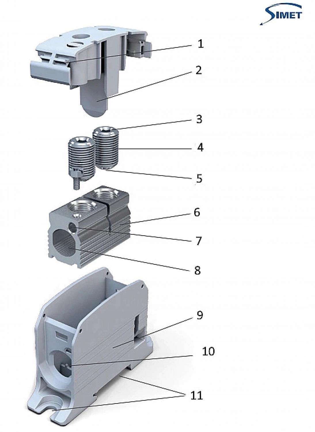 SIMET STB 185 Złączka szynowa gwintowa Al/Cu 87810 SIMBLOCK brązowy