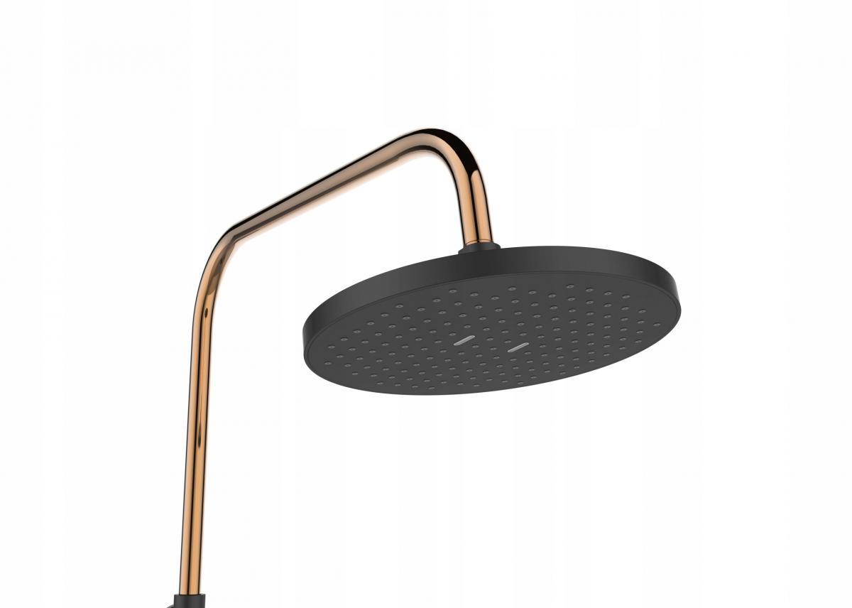 INVENA DESZCZOWNIA Z BATERIĄ NATRYSKOWĄ MOONLIGHT TREND CZARNA / ROSE