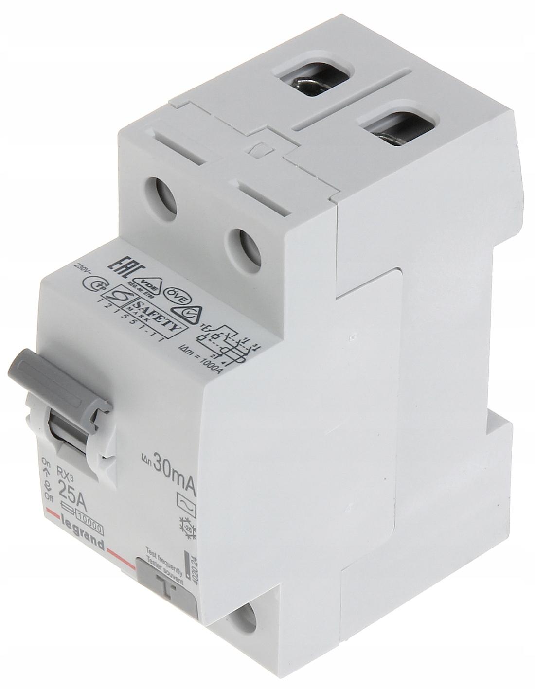 LEGRAND Wyłącznik różnicowoprądowy RX3 2P 25A 30MA TYP AC