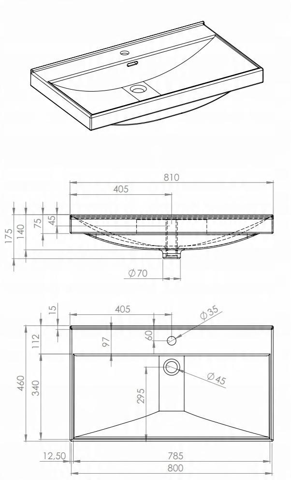 Umywalka MAXXI 81x46cm Ceramiczna Biały ELITA