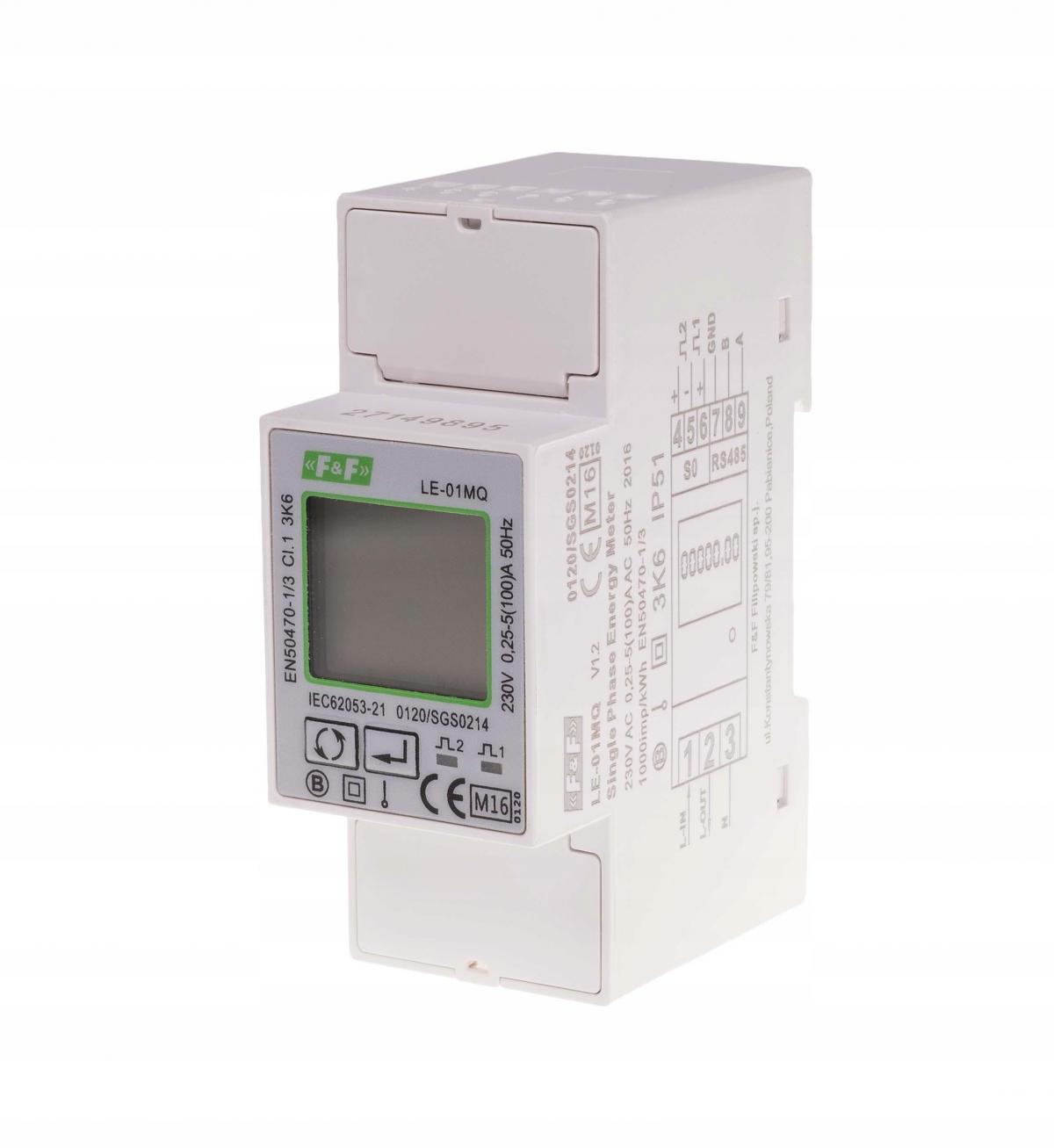 Jednofazowy licznik zużycia energii czynnej i biernej, modbus rtu, 100(5)a,