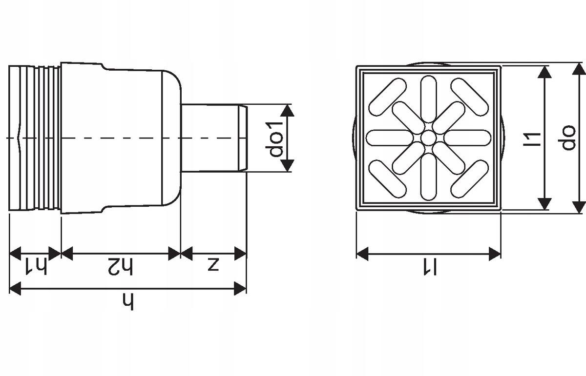 Wpust kanalizacyjny regulowany 150x150 odpływ prosty 110 kratka metalowa