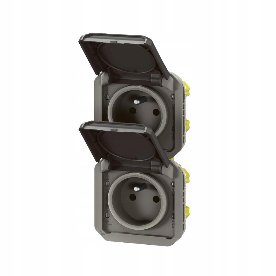 Gniazdo podwójne z uziemieniem 2x2P+Z, pioNOWE, mechanizm 16A-250 V~- antra