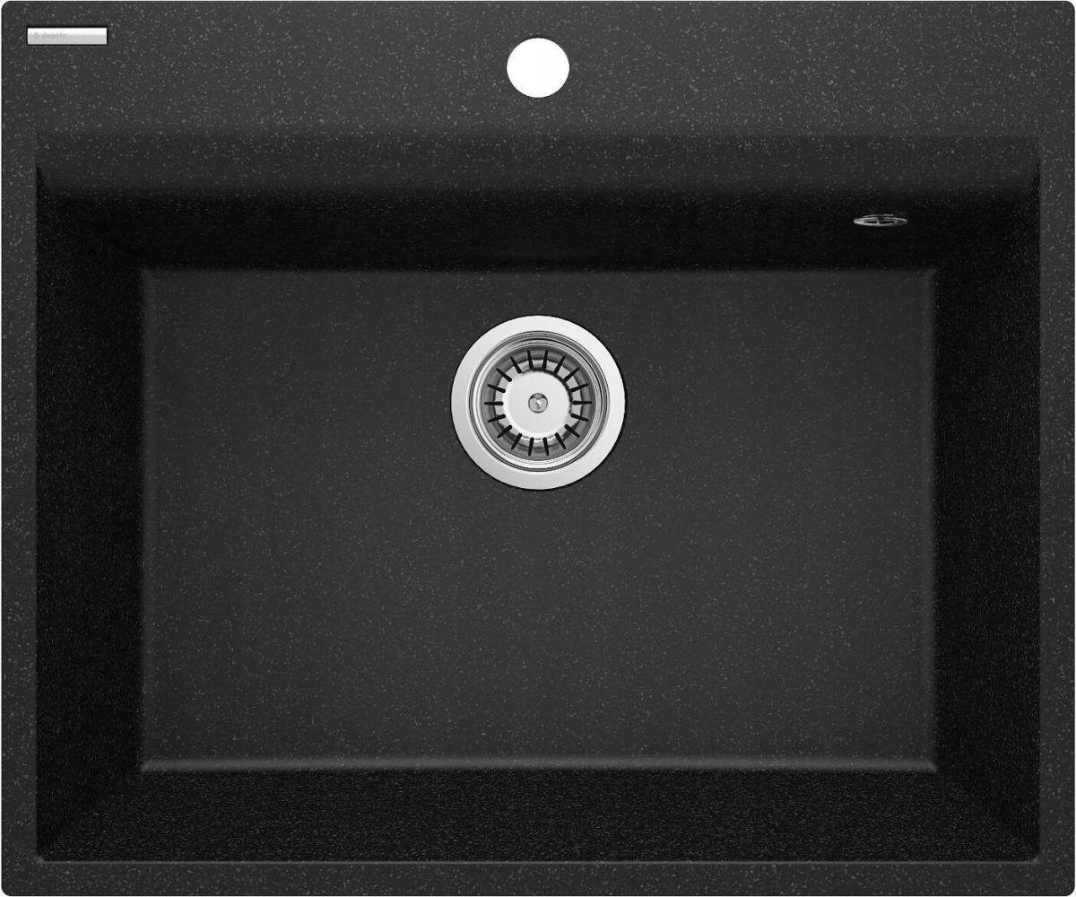 ZLEW. CORIO GRAFIT GRANIT 1K B/O 600x500x216, 3,5 + OSPRZĘT SPACE-SAVER