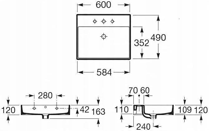 Umywalka ścienna INSPIRA 60x49 cm z/otw ROCA
