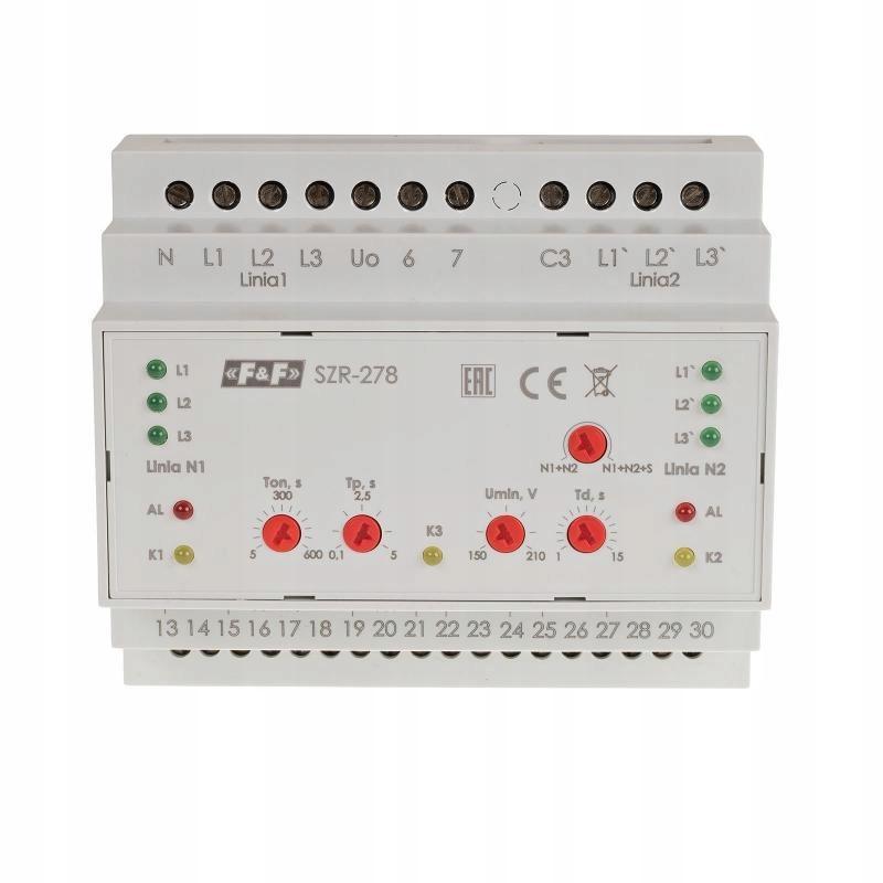 F&F Sterownik załączania rezerwy, sieć 3 i 4-przewodowa, 24÷230V AC,