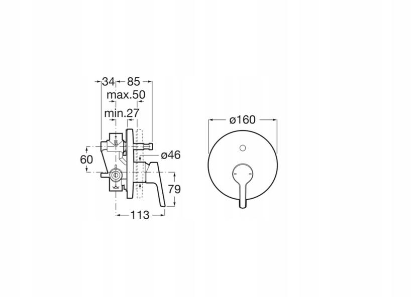 Bateria wannowo-natryskowa stojąca TRES STUDY EXCLUSIVE 1-otw. złota matowa