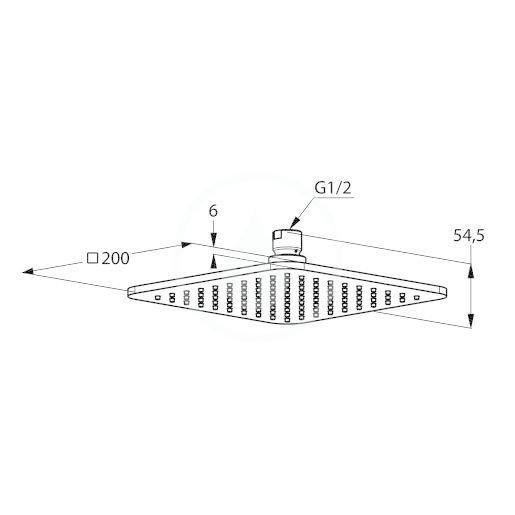 Głowica natryskowa soft-edge KLUDI A-QA metal na ramieniu 200 x 200 chrom