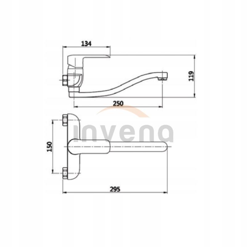 Bateria zlewozmywakowa INVENA SIROS ŚCIENNA 48h