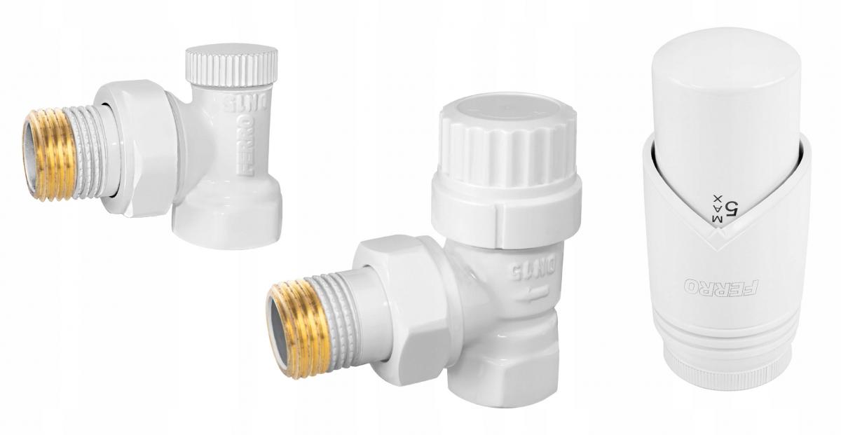 FERRO Dekoracyjny zestaw termostatyczny kątowy, biały