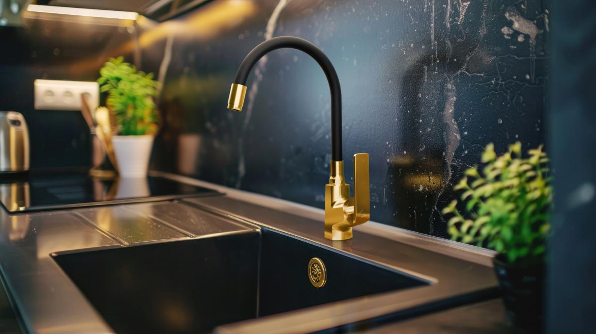 INVENA BATERIA ZLEWOZMYW LIGARIA Z ELAST WYLEWKĄ INVENA TREND, ZŁOTY