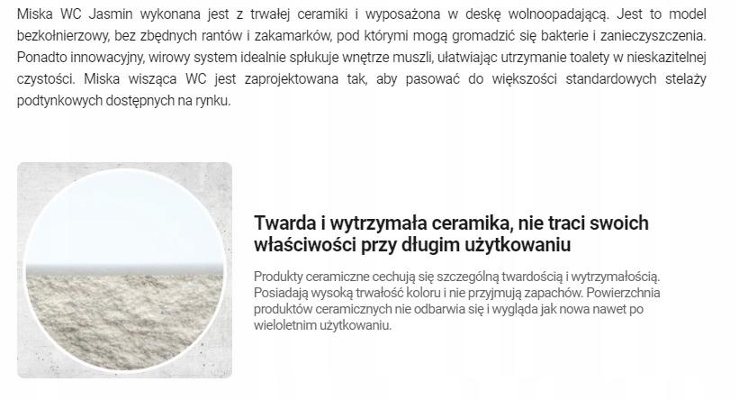 Zestaw WC podtynkowy 6 w 1 Jaśmin, biały + deska + stelaż + przycisk chrom