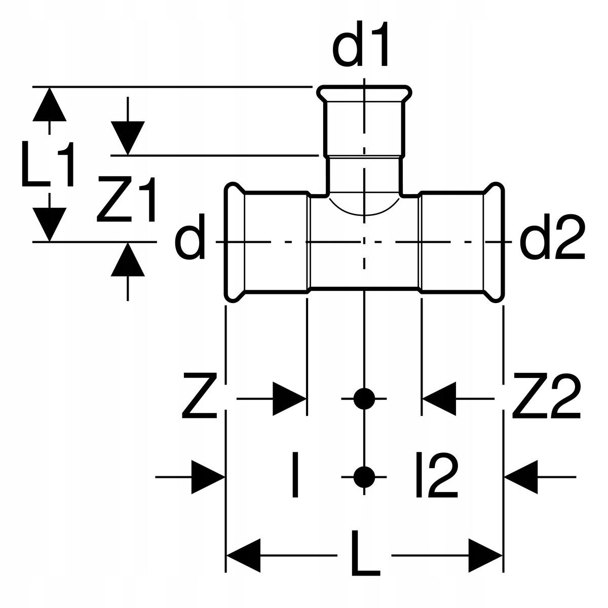 GEBERIT Trójnik Geberit Mapress Edelstahl redukcyjny d54-22
