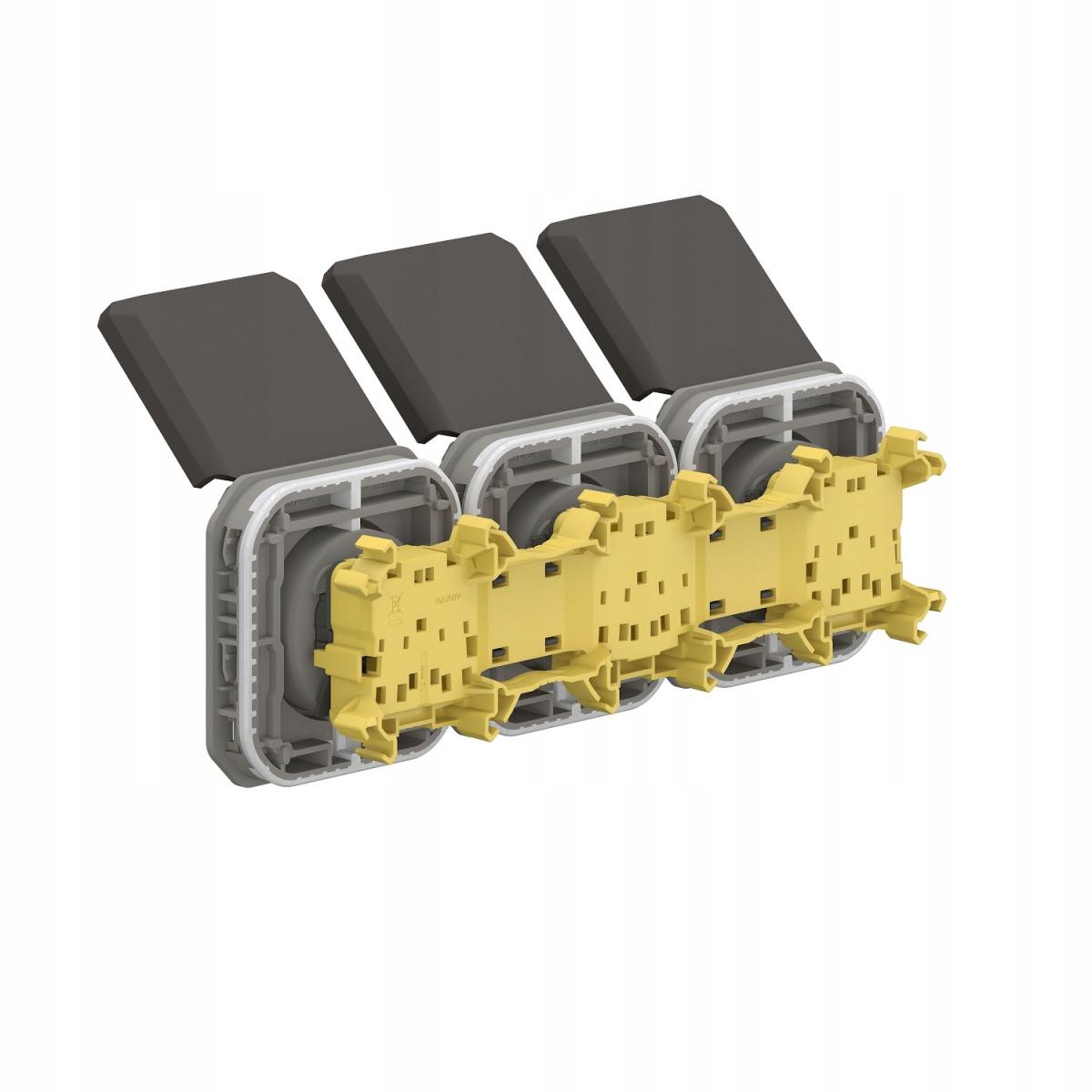 Gniazdo potrójne z uziemieniem 3x2P+Z, poziome, mechanizm 16 A - 250 V~- an