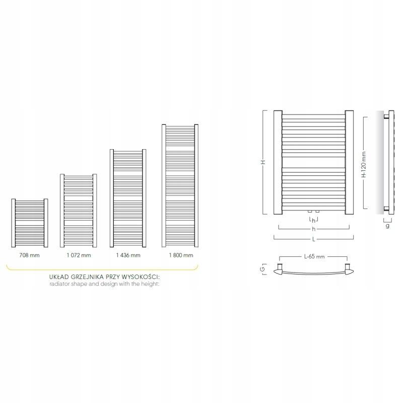 Grzejnik INSTALPROJEKT RETTO 1072x540 łazienkowy GRAFIT 48h