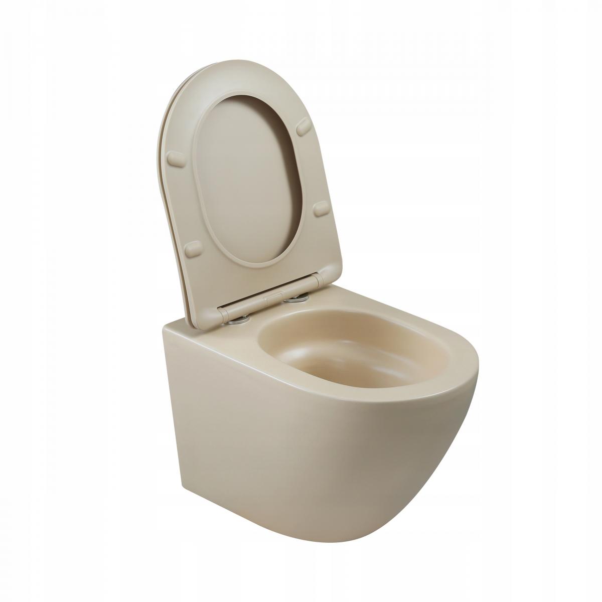 MISKA WC PODWIESZANA, QFS, TAVRO OKRĄGŁA, Z DESKĄ WOLNOOPAD CAPPUCCINO