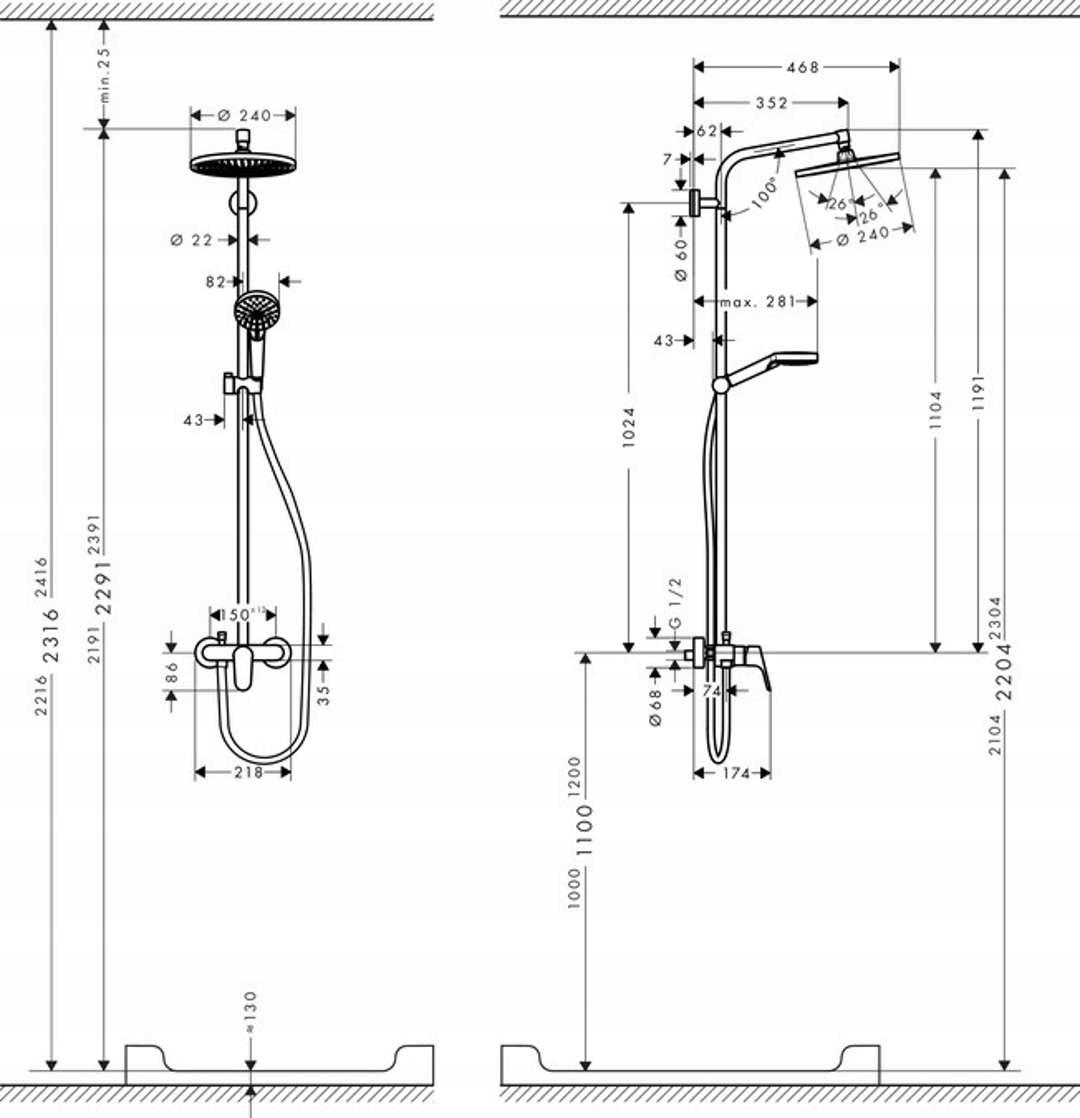 Zestaw prysznicowy natynkowy Hansgrohe Crometta