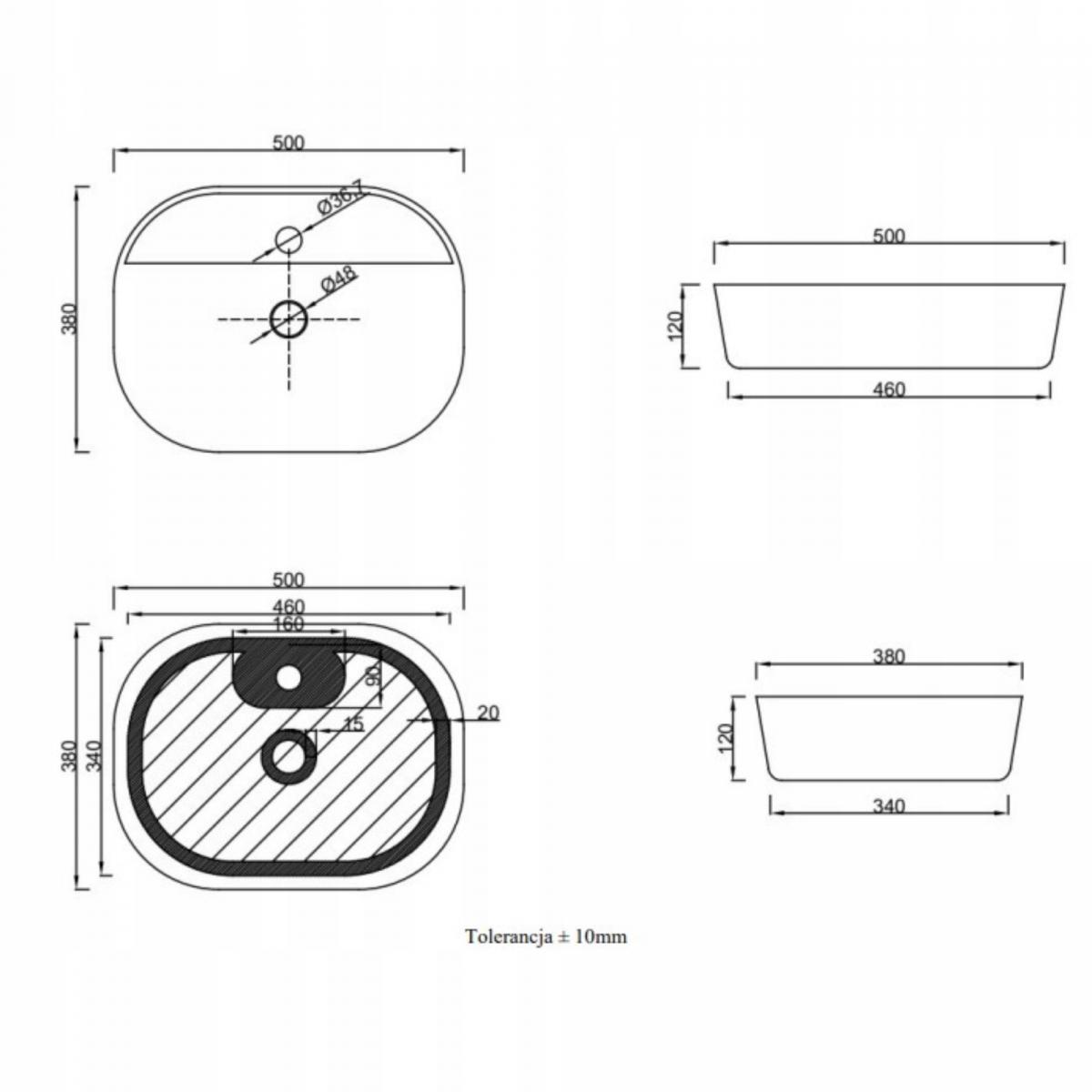 INVENA UMYWALKA NABLATOWA CORSO 50 CM, OWALNA