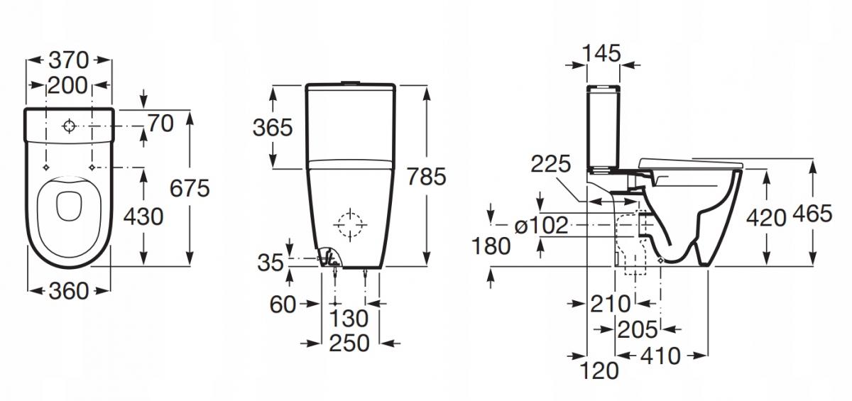 Spłuczka kompaktowa ONA 4,5/3L (zas. boczne) Biały ROCA