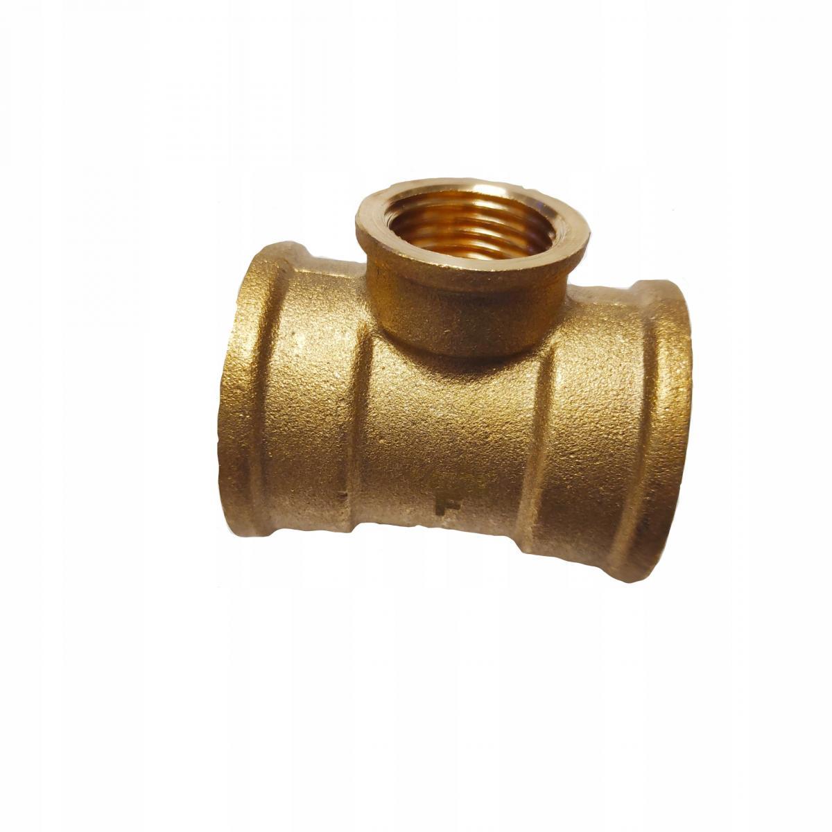 Trójnik redukcyjny mosiężny 1x1/2x1 żółty