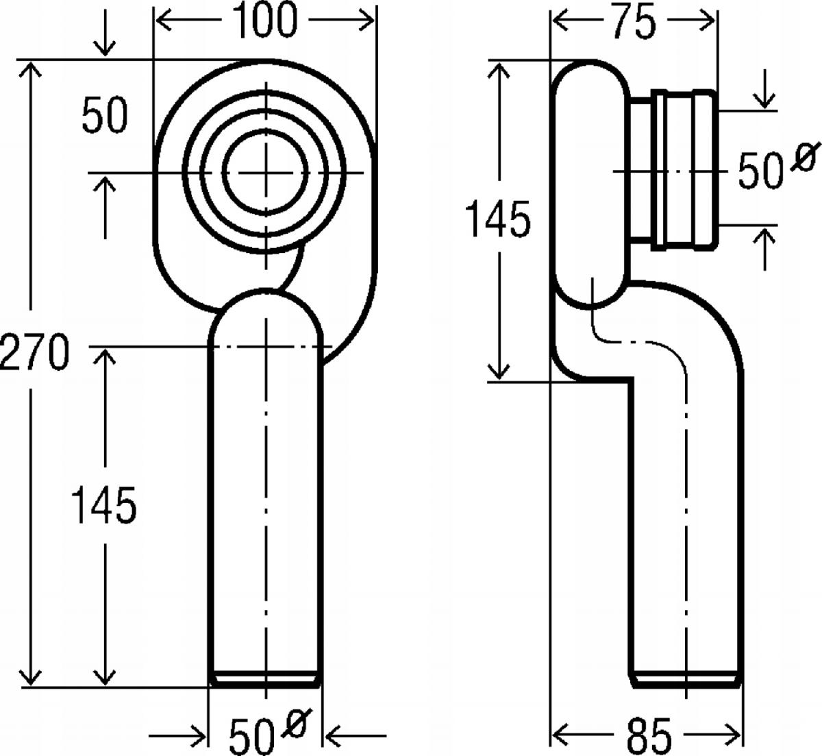 Syfon pisuarowy pionowy, tworzywo sztuczne / biały