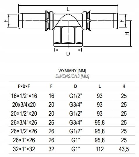 INVENA TRÓJNIK ZACISK GW 32X1X32 PROV