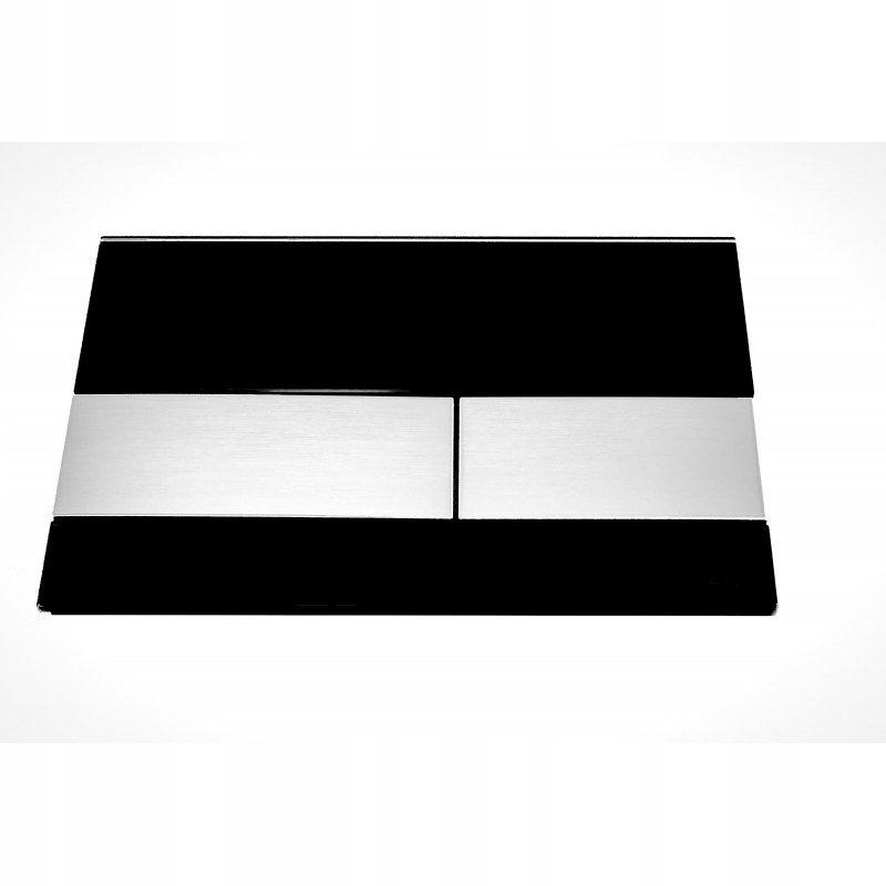 Przycisk spłukujący TECE square podwójny do WC szkło/stal szczotkow czarny