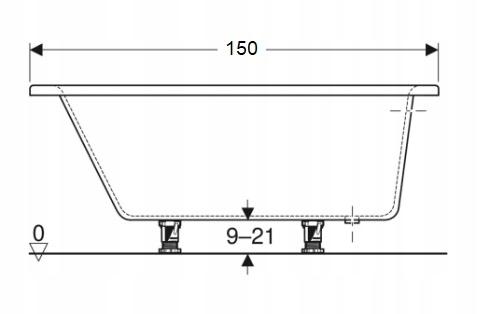 GEBERIT Wanna asymetryczna Selnova 150x100 cm, odpływ z prawej strony