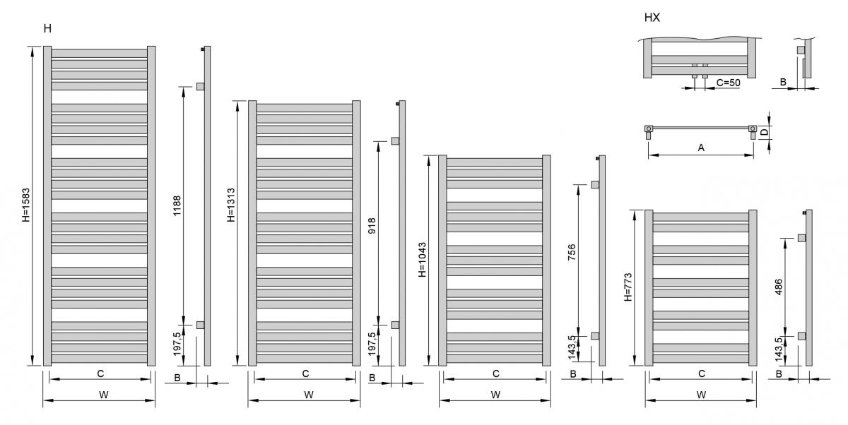 Grzejnik ENIX HIACYNT-H 1043x555 łazienkowy 48h