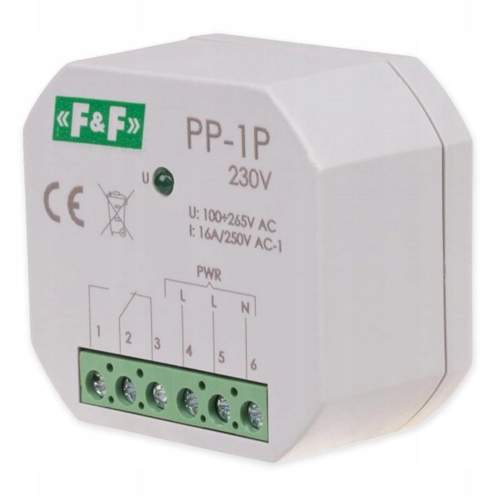 F&F Przekaźnik elektromagnetyczny, 1P 16A, montaż podtynkowy,U=230V PP-1P