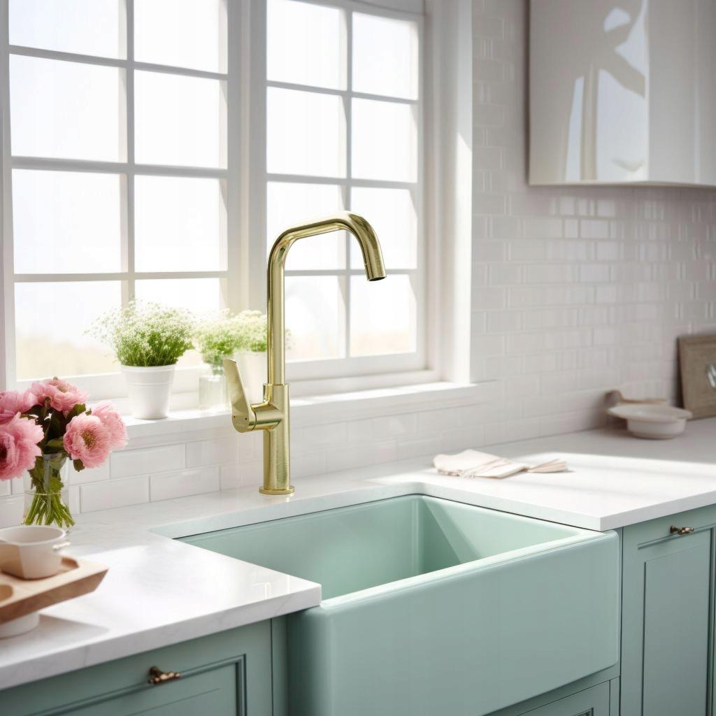 INVENA BATERIA ZLEWOZMYWAKOWA ALONIA INVENA TREND, ZŁOTO SZCZOTKOWANE